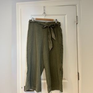 Anthropologie Green and Black Stripped Cropped Pants